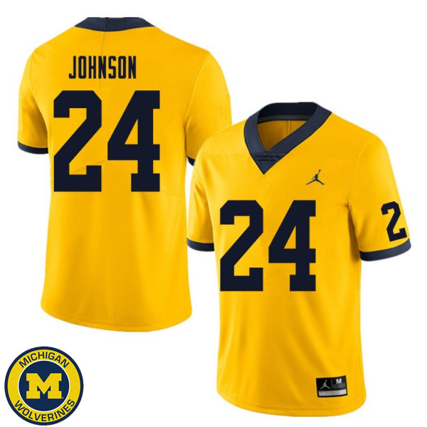 Men's Michigan Wolverines #24 George Johnson Yellow Alumni Jersey